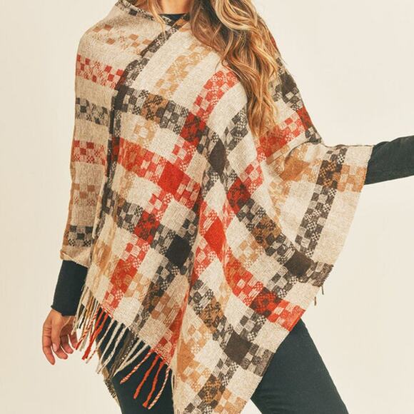 STYLINE Soft Neutral Multicolor Plaid Shawl Wrap - Picture 2 of 2